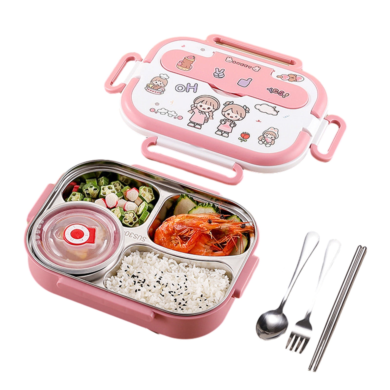 UPTRUST Bento Lunch Box — 3 Compartment Leak-Proof Container For Kids & Adults, Microwave & Dishwasher Safe
