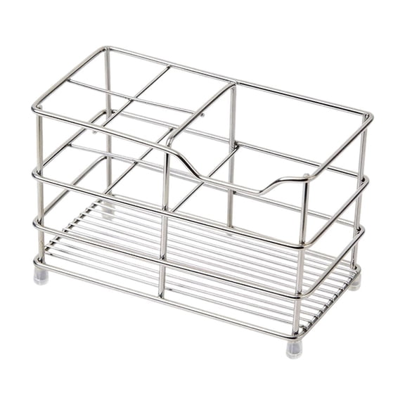 WNEXOPE Stainless Steel Toothbrush Stand - Ventilated Bathroom Storage Rack for Grooming Tools and Toiletries, Multiple Slots for Organized Countertop Setup,Silver