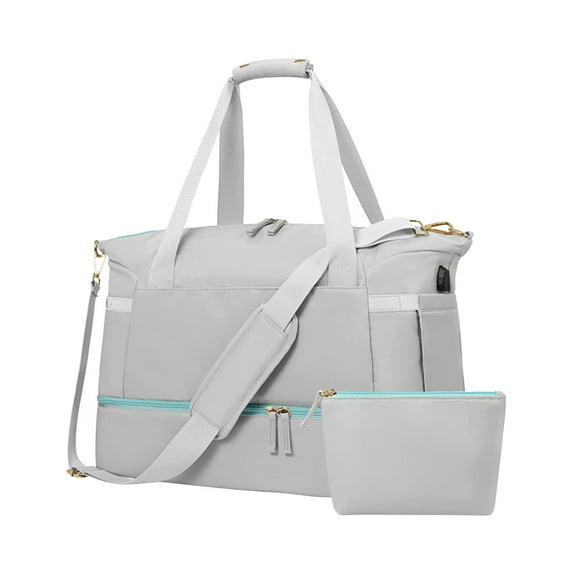 WNEXOPE Women's Travel Duffel Bag with Shoe Compartment and USB Charging Port, Weekend Overnight Bag, Gym Tote Bag with Wet Pocket and Extra Storage Pouch for Cosmetics