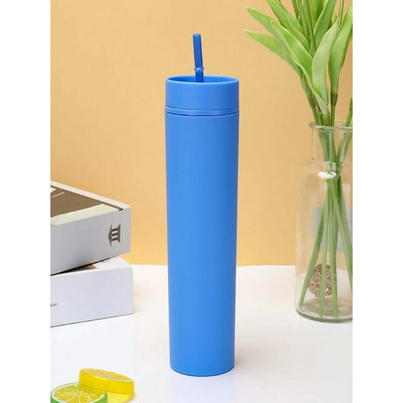 WNFJR 1-Pack Skinny Double Wall Acrylic Tumblers with Lid and Straw - Colorful Reusable Cups for Cold Drinks, Perfect for Parties and Gifts