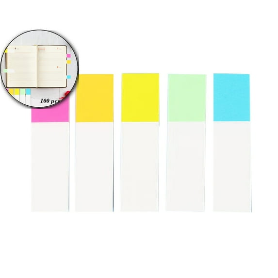 WNFJR 100Pcs Transparent Sticky Notes Tabs - Multicolor Page Markers for Books, Files & Notebooks - Removable & Water-Resistant Index Tabs for Organizing, Office Use
