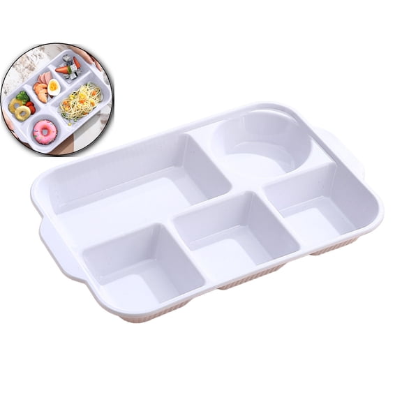 WNFJR 12.7" Large Divided Plates Unbreakable Wheat Straw Dinnerware Lunch Trays Lightweight Reusable Plastic Compartment Microwave Dishwasher Safe Separator Plates