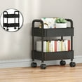 thumbnail image 1 of WNFJR 2-Tier Plastic Rolling Utility Cart with Handle, Multi-Functional Storage Trolley for Office, Living Room, Kitchen, Movable Storage Organizer with Wheels, Black, 1 of 7