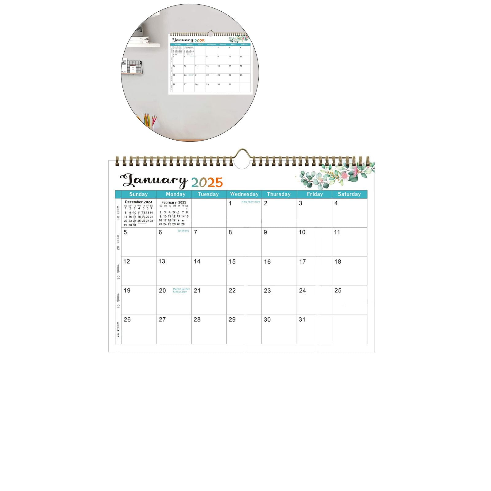 WNFJR 20252026 18Month Wall Calendar & Monthly Planner 30x22cm