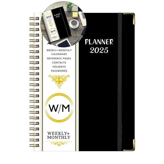 WNFJR 2025 A5 Planner & Schedule Notebook - Monthly & Weekly Dividers, Inspirational Quotes, & Holiday Reference | Efficient Planning for Students, Professionals, & Parents