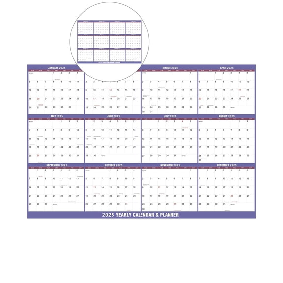 WNFJR 2025 Wall Calendar, Large Dry Erase Calendar for Wall Erasable Laminated 12 Month Wall Planner Yearly Annual Calendar for Office Classroom Home