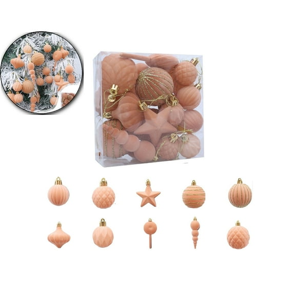 WNFJR 24 Pcs Velvet Christmas Ornaments Set, Flocked Shatterproof Assorted Hanging Xmas Tree Ball Decorations, Christmas Ball Ornaments for Xmas Holiday Party Home Decor