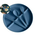 thumbnail image 1 of WNFJR 3-Compartment Divided Tableware Set – Microwave Safe Fiber Plate with Spoon, Fork & Chopsticks – Meal Tray, 1 of 4