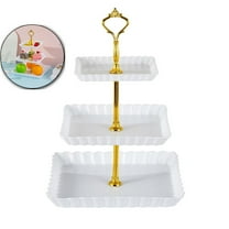 WNFJR 3-Tier Dessert Cake Stand, Tiered Serving Cake Stand Small Cupcake Stand Cookie Tray Rack Candy Buffet Set Up Fruit Plate for Tea Party, Wedding and Birthday(White)
