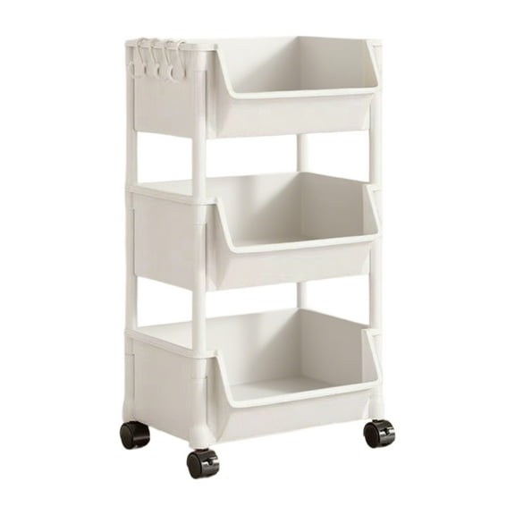 WNFJR 3 Tier Rolling Cart, Large Capacity Rolling Storage Cart, Storage Organizer On Wheels for Bathroom, Kitchen, Laundry, Garage, Office