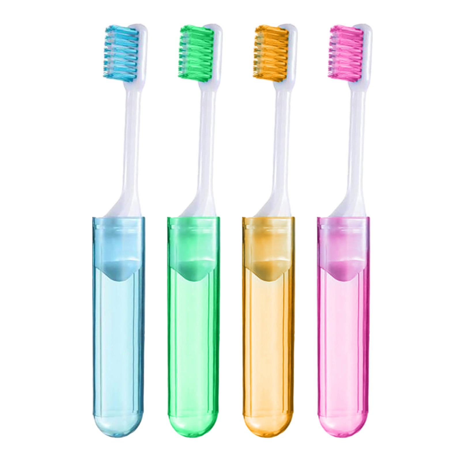 WNFJR 4-Pack Travel Toothbrush Set - Folding Toothbrushes with Box, Soft-Bristled and Individually Wrapped for Camping, School, and Home