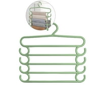 WNFJR 5-Tier Multifunctional Pants Hanger Rack - Space Saving Closet Organizer for Pants, Belts & Ties - Durable Plastic Clips