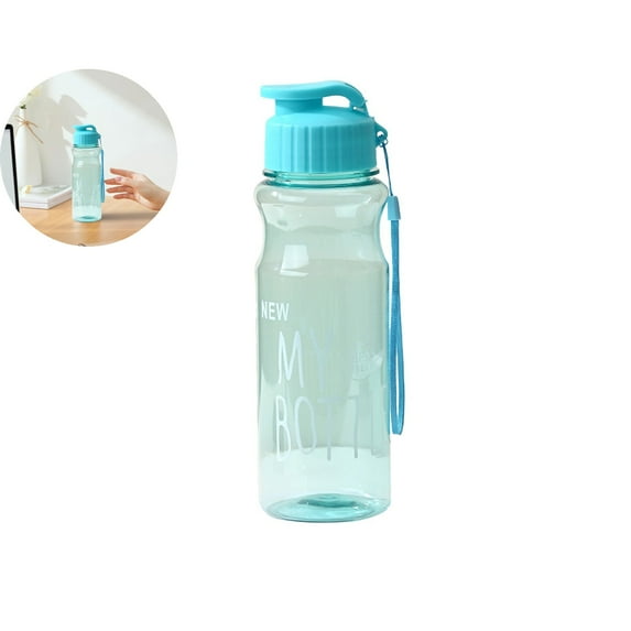 WNFJR 550ml Portable Solid Color Flip Water Bottle - Leak Proof Outdoor Plastic Cup with Strap, Large Capacity Camping & Sports Travel Mug - Reusable Drink Container