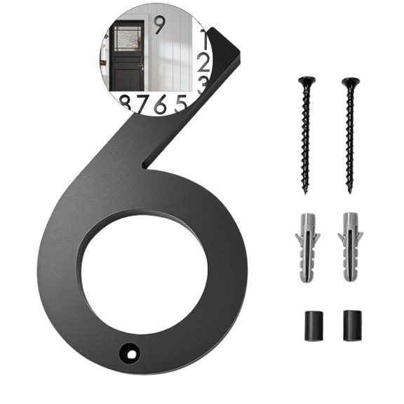 WNFJR 6 Inches House Numbers for Outside Modern House Address Numbers Metal Floating Home Address Sign for Outdoor from 0-9