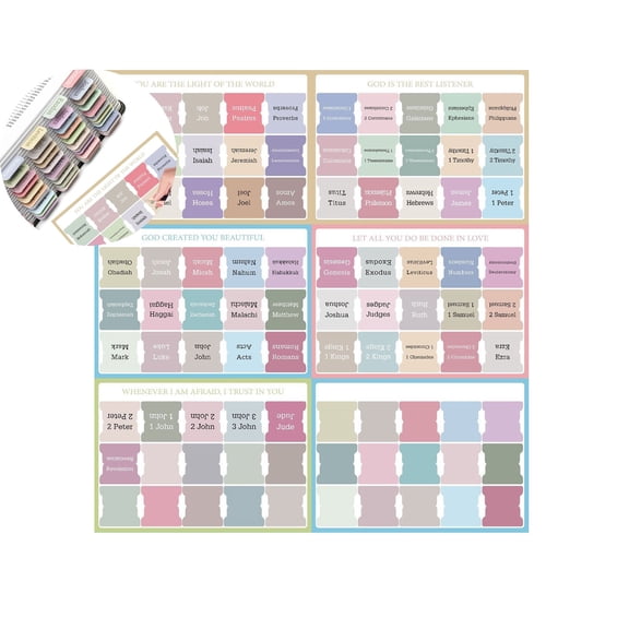 WNFJR 6 Pcs Bible Tabs for Easy Navigation - Large Print Bible Book Labels with Laminated Design - Ideal Gift for Women and Men