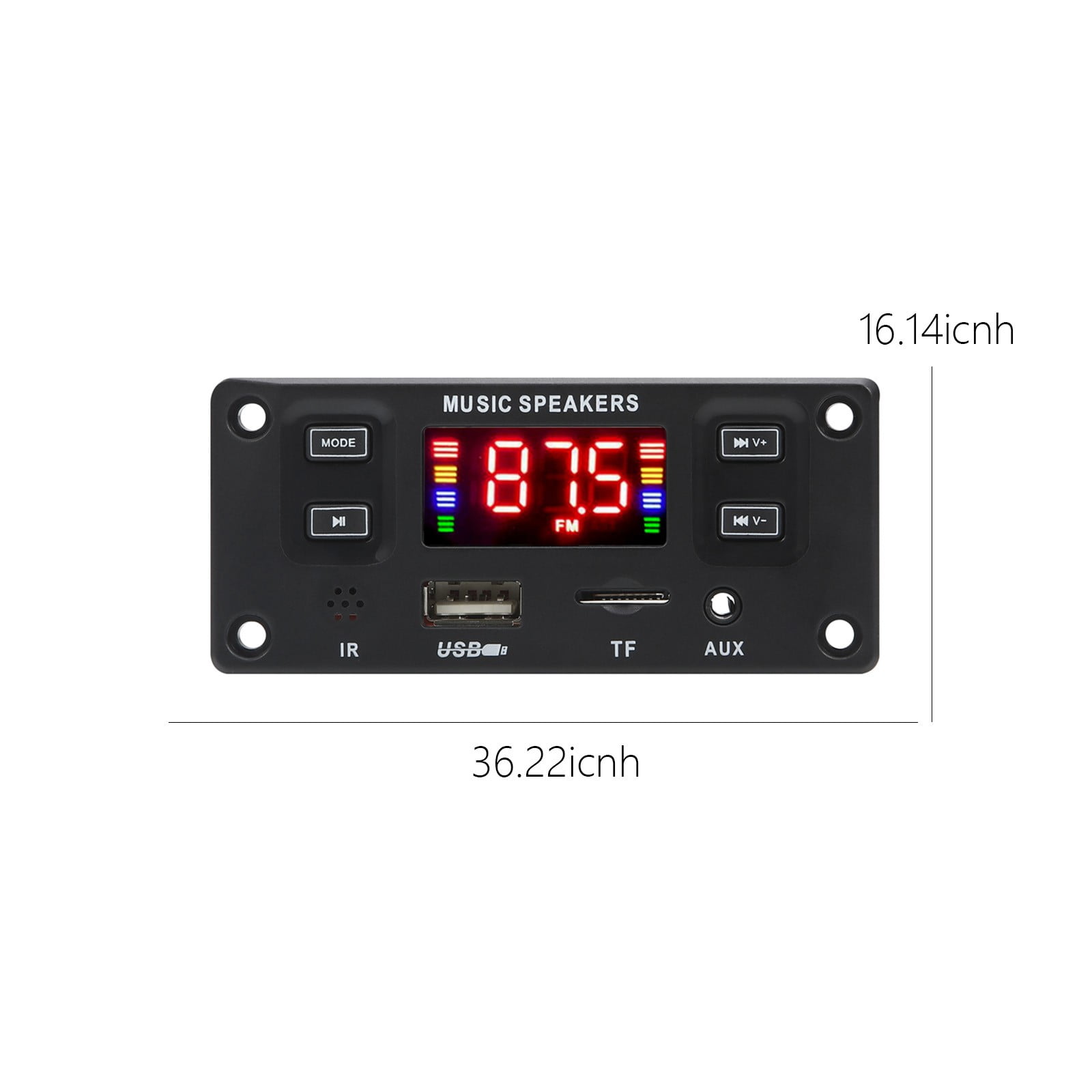 WNFJR 60W Bluetooth Car MP3 Player with Hands-Free Calling, FM Radio, USB/Memory Card Reader, AUX Input, EQ & Remote Control - Black, Compatible for 12V Vehicles (Not 24V)