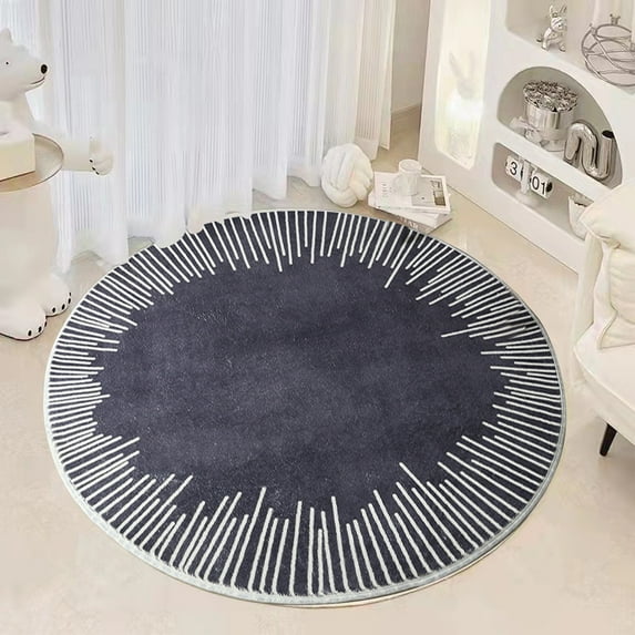 WNFJR Abstract Rug Circle Modern Bathroom Area Rug 23.6 Inch Round Contemporary Rug for Bedroom Living Room Floor Mat Kids Room Nonskid Indoor Outdoor Rug Soft Throw Rug Floor Carpet