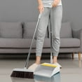 thumbnail image 1 of WNFJR Adjustable 180° Lobby Broom with Self-Cleaning Dustpan Teeth - White Stand Up Brooms and Dustpan Set for Home, Office, and RV, 43 Inch Lightweight Plastic Sweep Set, 1 of 5