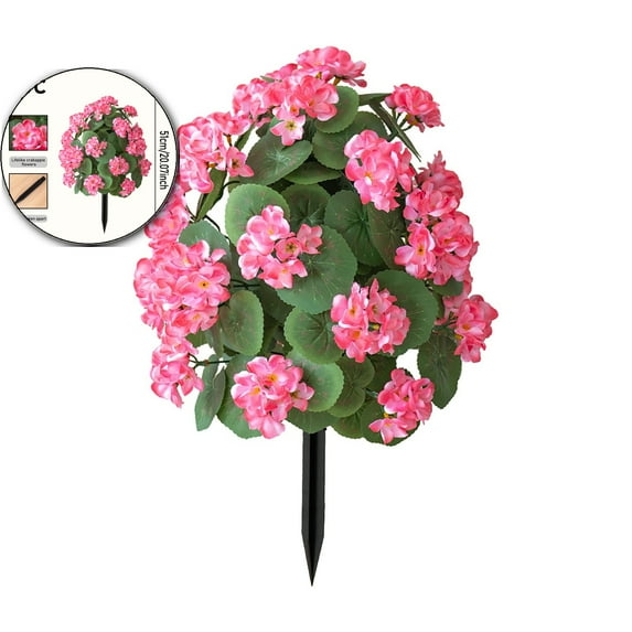 WNFJR Artificial Fake Flowers for Outdoor Spring Decoration, Faux Greenery Shrub Garden Accessories with Ground Spikes, Artificial Flower Garden Stake for Outside Porch Patio Home Yard