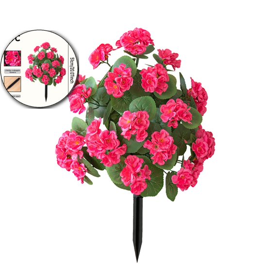 WNFJR Artificial Fake Flowers for Outdoor Spring Decoration, Faux Greenery Shrub Garden Accessories with Ground Spikes, Artificial Flower Garden Stake for Outside Porch Patio Home Yard