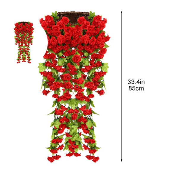 WNFJR Artificial Hanging Plants for Outdoors - Silk Faux Flowers with Long Trailing Vines, UV Resistant Realistic Decor for Porch Patio Front Door Spring Summer(85cm)