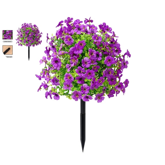 WNFJR Artificial Violet Bonsai Garden Stakes - Realistic Outdoor Fake Flower Decor for Yard, Garden & Patio (Pack of 1, Easy to Install)
