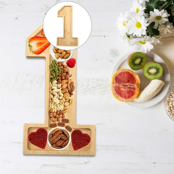 WNFJR Bamboo Wood Number Box, Wooden Charcuterie Number Fillable Board Box, Fruit Cheese Platter Vegetable Food Dish, Reuseable Serving Tray for Home Decor, Birthday Party Decorations