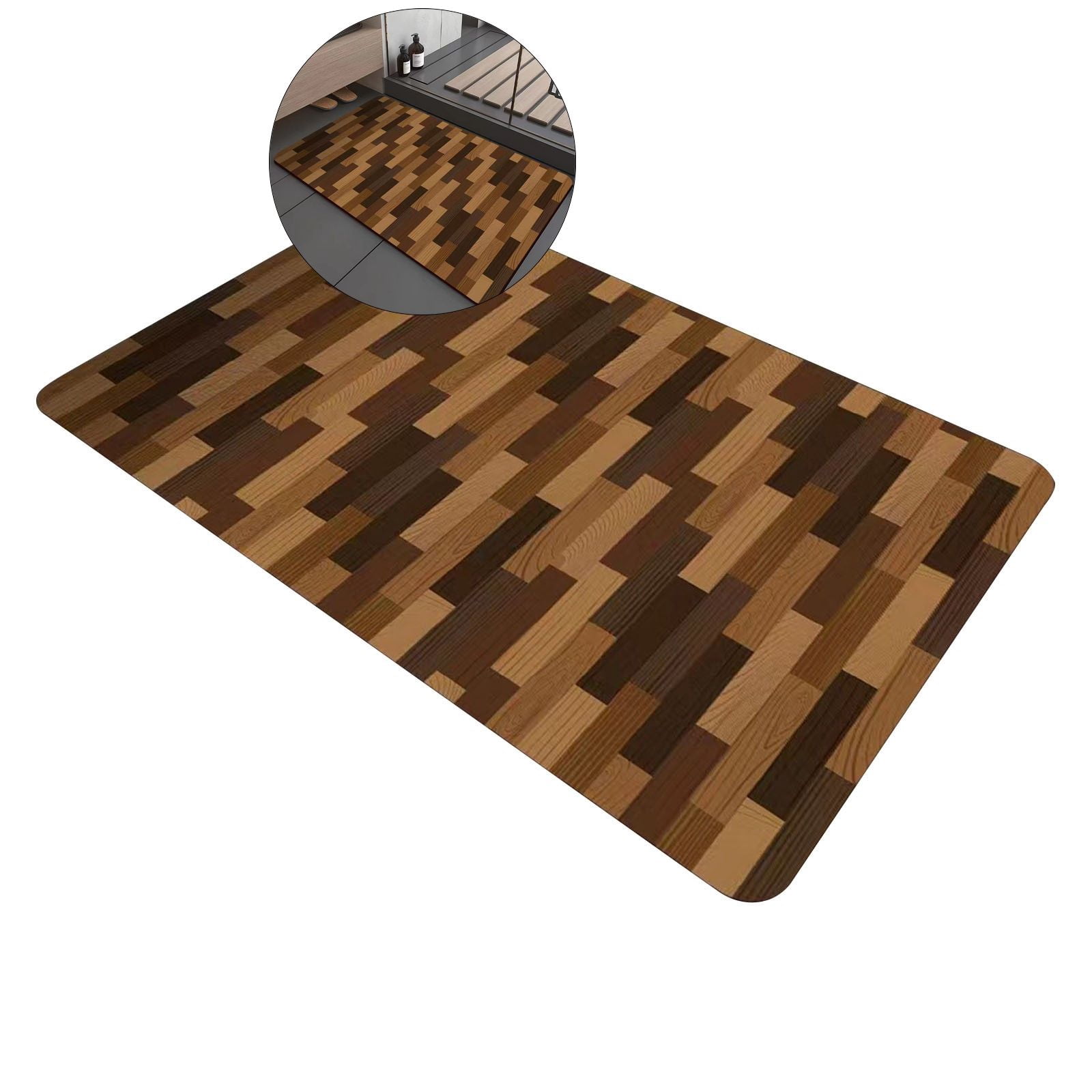 WNFJR Bath Mat, Large - Non-Slip - Floor Mat for Bathroom, Spa, Sauna, Kitchen, Indoor & Outdoor Spaces, Shower Mat for Bathroom Decor
