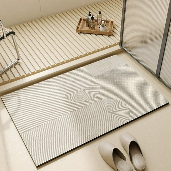 WNFJR Bath Mat Rug - Non-Slip Absorbent Sponge Rubber Bath Mat Firmly Fits Tile Floors, Absorbent Rug for Bathtubs, Showers and Foyers
