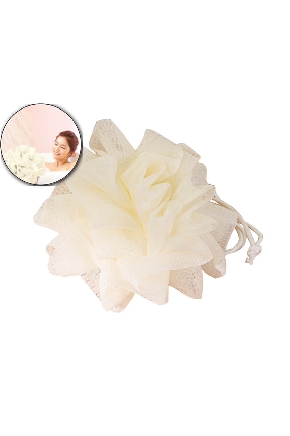 Bath Sponge Bath Scrubber for Body Bath Loofah Balls Shower Loofa Mesh Bath Ball Shower Ball Gloves Bath Flower Puffs Bath Wipe(White)
