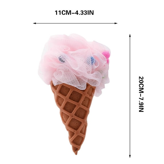 WNFJR Bathing Cleaning Tool Kids Loofah Ice Cream Cone Bath Sponge Kids Bath Shower Sponge Body Scrubber Exfoliating Loofah for Kids Spa Shower(Pink)
