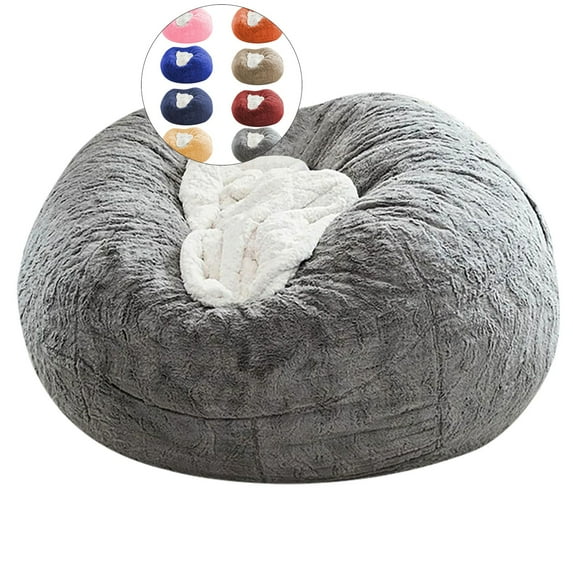 WNFJR Bean Bag Chair Cover(it was only a Cover, not a Full Bean Bag), Big Round Soft Fluffy Velvet Sofa Bed Cover, Living Room Furniture, Lazy Sofa Bed Cover