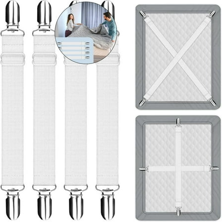WNFJR Bed Straps for Sheets, Non Slip Bed Sheet Holder Straps, Sheet Clips Keeping Sheets Place, Adjustable Bed Sheet Straps Queen for Sofa Cushion Tablecloths Mattress Cover Sheet