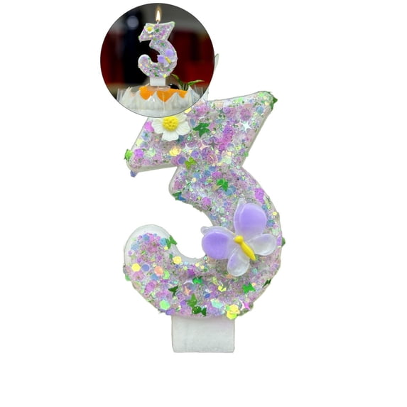 WNFJR Birthday Candles - Birthday Party Cake Decorations, Number Candles, Purple Sequin Happy Birthday Cake Candles for Wedding Cake Topper Anniversary Party Decor
