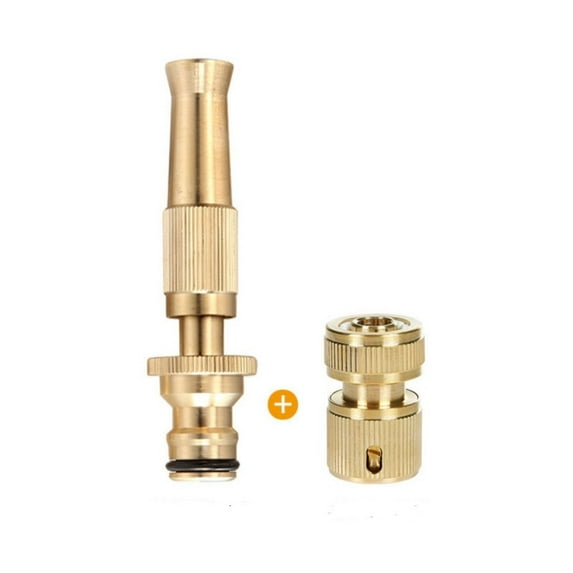 WNFJR Brass Adjustable High-Pressure Water Spray Nozzle - Connects to Hose Pipe for Garden, Car, Pet, and Window Washing