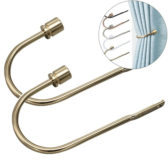 WNFJR Brass Curtain Holdbacks 2pcs, Wall Mounted Drapery Tiebacks with Screws, Heavy Duty Metal Decorative Window Drapery Holder Curtain Hook
