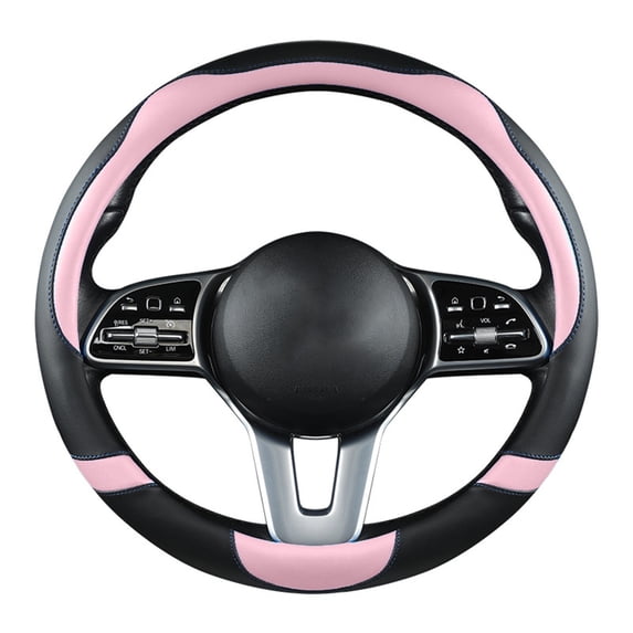 WNFJR Breathable Microfiber Leather Car SteerIng Wheel Cover - 14-15 Inches Universal Fit, Non-Slip, PInk Color for a Fashionable DrivIng Experience