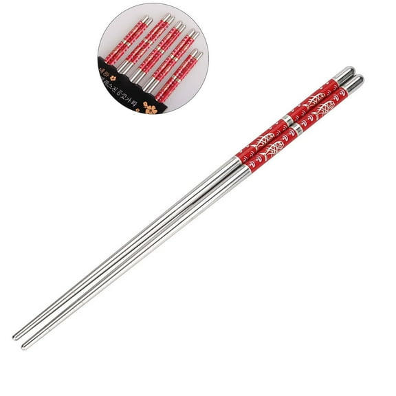 WNFJR Buy One Get One Free Chopsticks 5 Pairs Set, Stainless Steel Chopsticks, Reusable Chopsticks, Dishwasher Safe, Chopsticks for Dinner