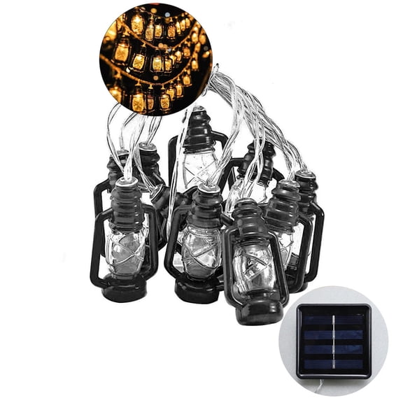 WNFJR Camping String Lights Lantern String Lights with Mini Kerosene LED Lights Retro Camping Fairy Lights for Outdoor Patio Garden Holiday Home