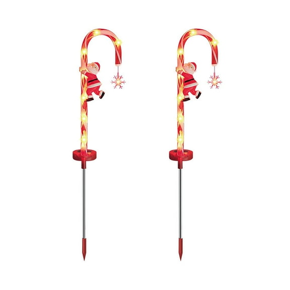 WNFJR Candy Cane Solar Lights Christams Ourdoor Decoration - 2 Pcs Outdoor Candy Cane Stakes with stars Built-in LED Lights for Pathway Walkway Christmas Decorations