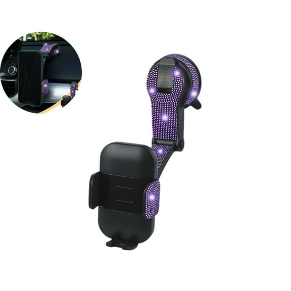 WNFJR Car Diamond Inlaid Mobile Phone Support with Suction Cup, Universal Rotating Navigation Bracket for Car, Multifunctional Adjustable Phone Holder for Windshield or Dashboard