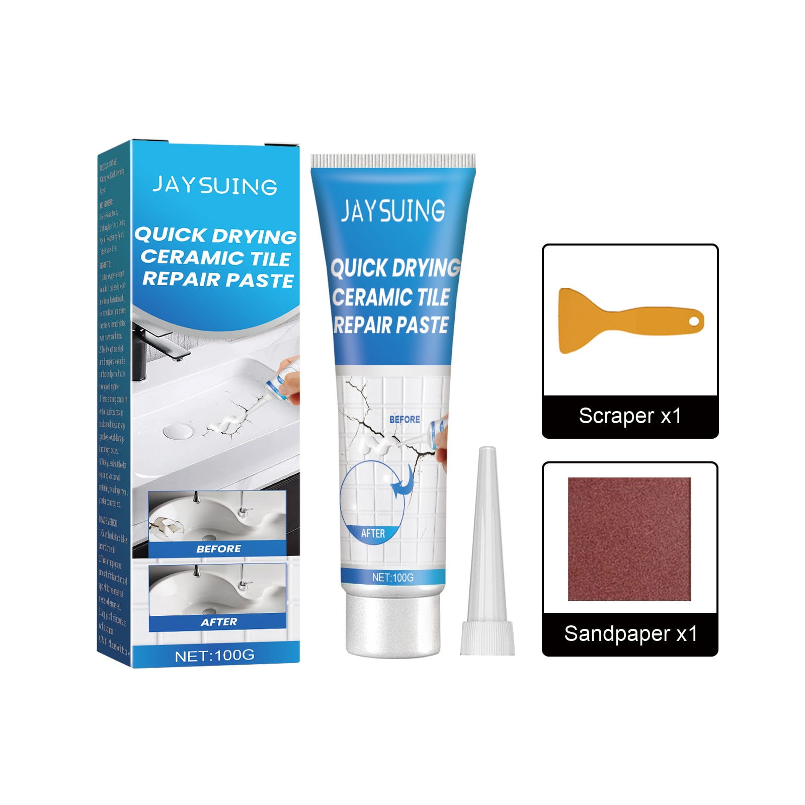 WNFJR Ceramic Tile Repair Kit FastDrying, NonToxic Paste for Floors & Walls, Fixes Cracks