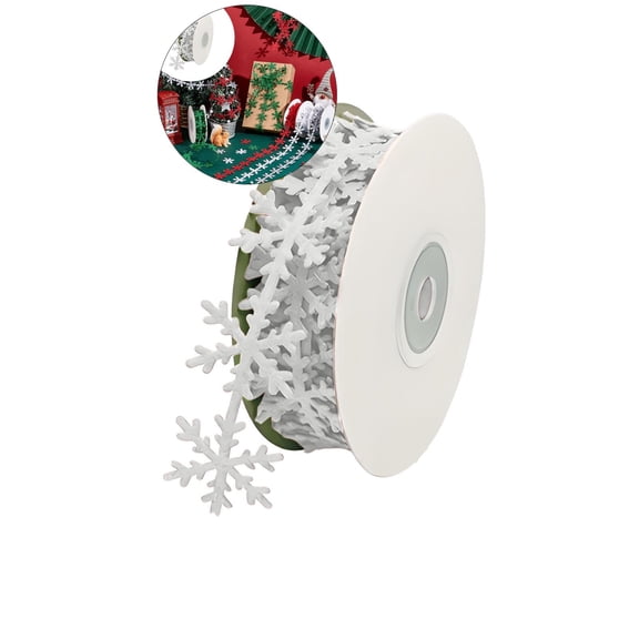 WNFJR Christmas Snowflake Trim Ribbon, Decorative Applique Decals Non-Woven Fabrics Trim Winter Snowflake Lace Embellishment for DIY Craft Scrapbook Decoration Sewing