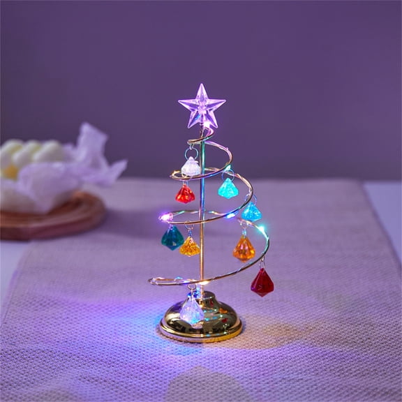WNFJR Christmas Tree Crystal Lamp Decor Table Lamps Christmas Table lamp Tabletop Trees Star Desktop Light Christmas Tree Night lamp Star Desk Lamp