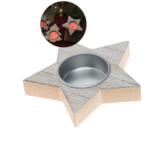 WNFJR Christmas Wood Candle Holder - Christmas Tree Snowflakes Star Shaped Tealight Holder Farmhouse Rustic Wooden Candles Tray for Xmas Fireplace Table Centerpiece Decor