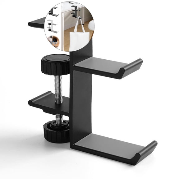 WNFJR Clamp-On Under Desk Headphone Holder Students' Desk Hook Women's Bag Hook with Adjustable Arm Clamp Backpack Handbag and Purse Holder