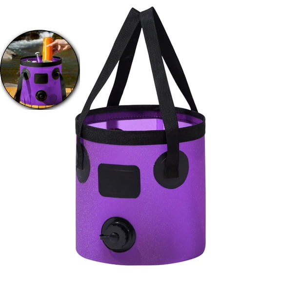 WNFJR Collapsible Bucket 5.2 Gallon Water Container Folding Water Bucket with Handle Portable Wash Basin(Purple)