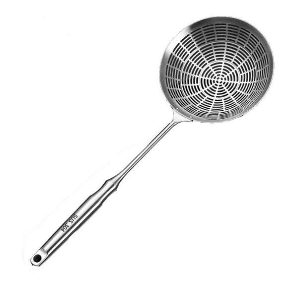 WNFJR Cooking Skimmer 304 Stainless Steel Spider Strainer Handheld Metal Slotted Spoon with Holes Mesh Ladle for Spaghetti Pasta, Poached Egg, Noodle, Vegetables, Kitchen Frying and Cooking Tools