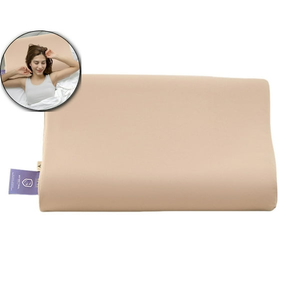 WNFJR Cotton Contour Pillow Cover Memory Foam Pillowcase Pillow Protector for Cervical Pillow, 15.75" x 23.62"(Khaki)