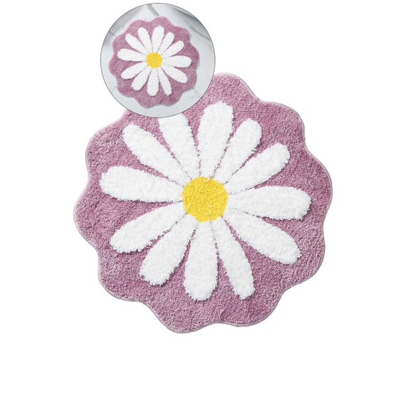 WNFJR Cute Bath Mat, Flower Rug, Water Absorption Non Slip Mat, Soft Machine Wash Rug Mat for Bedroom Kitchen Bathroom Toilet Floors 26 x 26 Inches